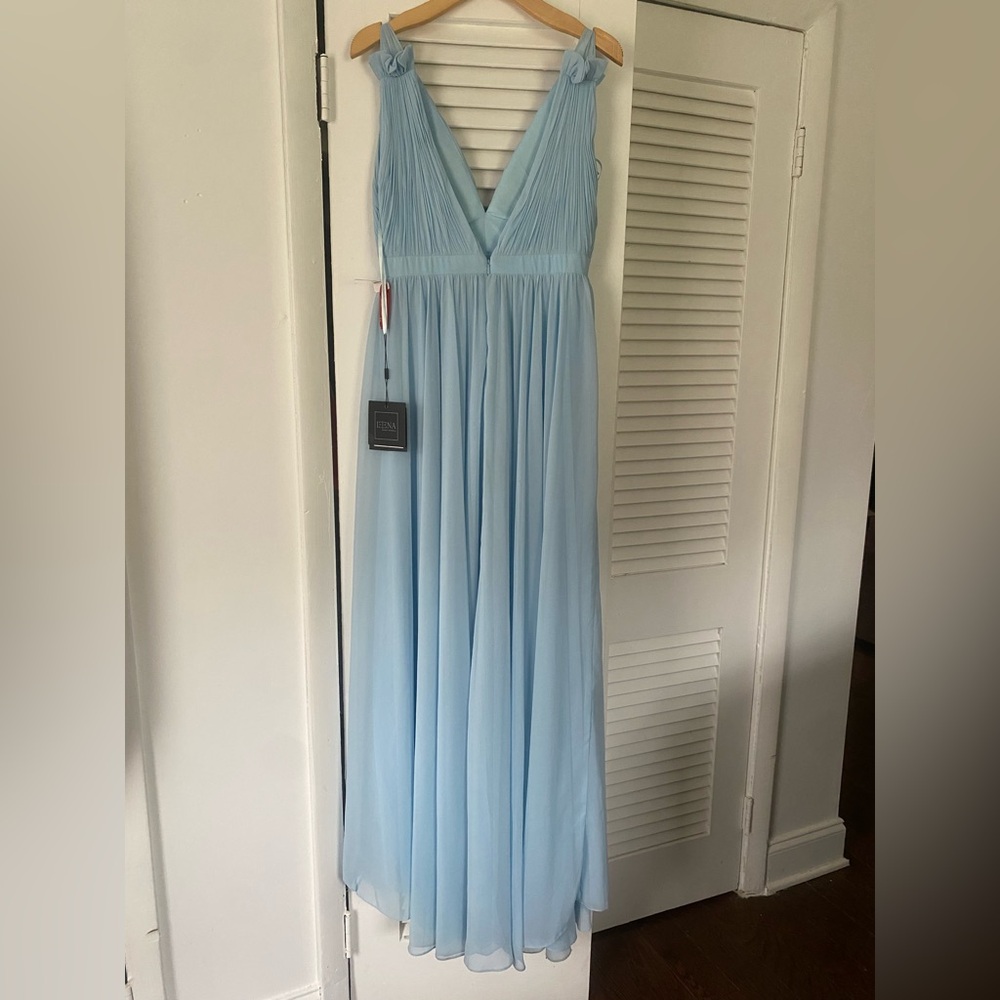 Mac Duggal Elegant Blue Chiffon Dress - Picture 5 of 12